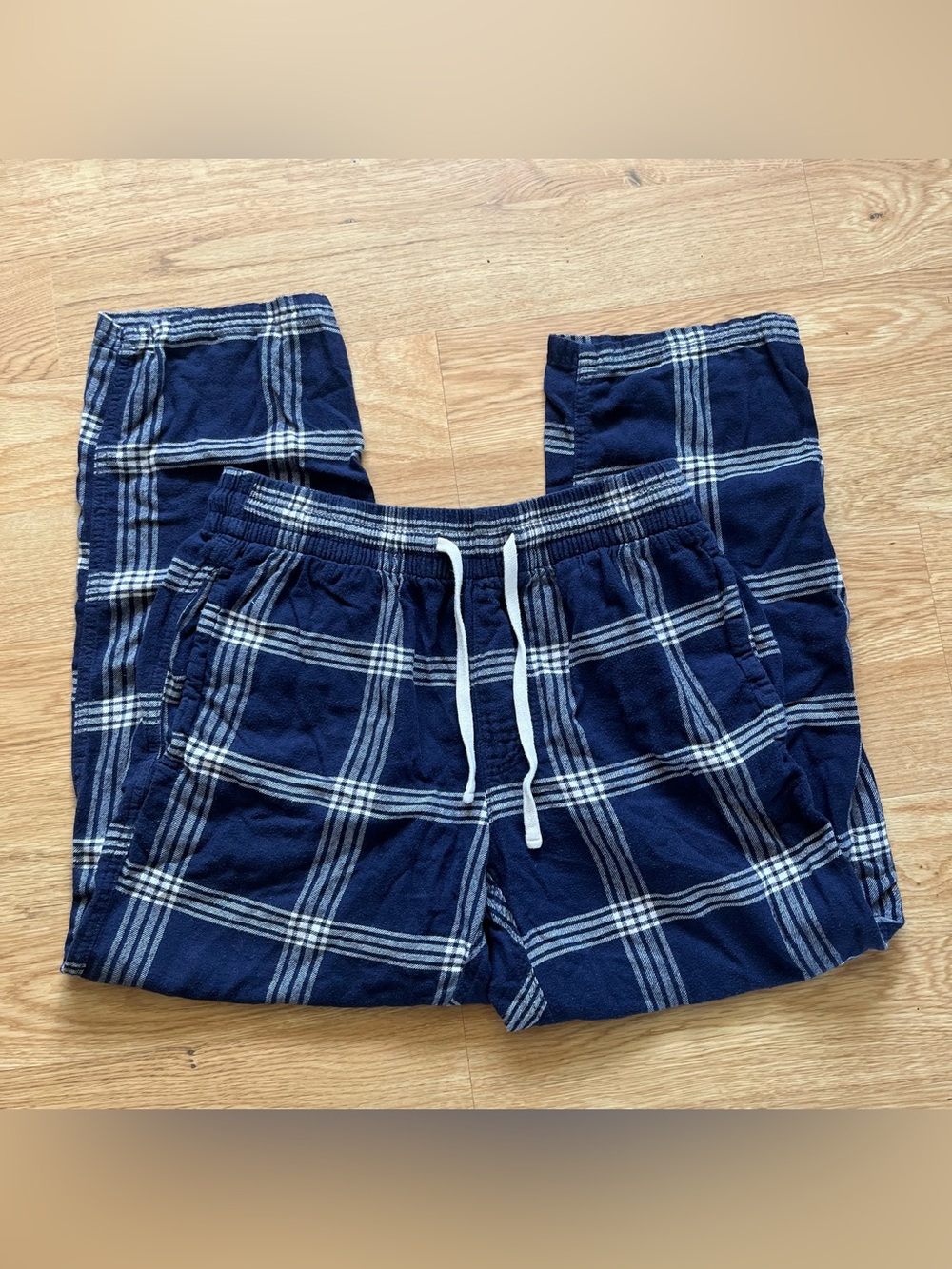 American Eagle AE Lounge PJ Pants Size S Blue Plaid Flannel Drawstring